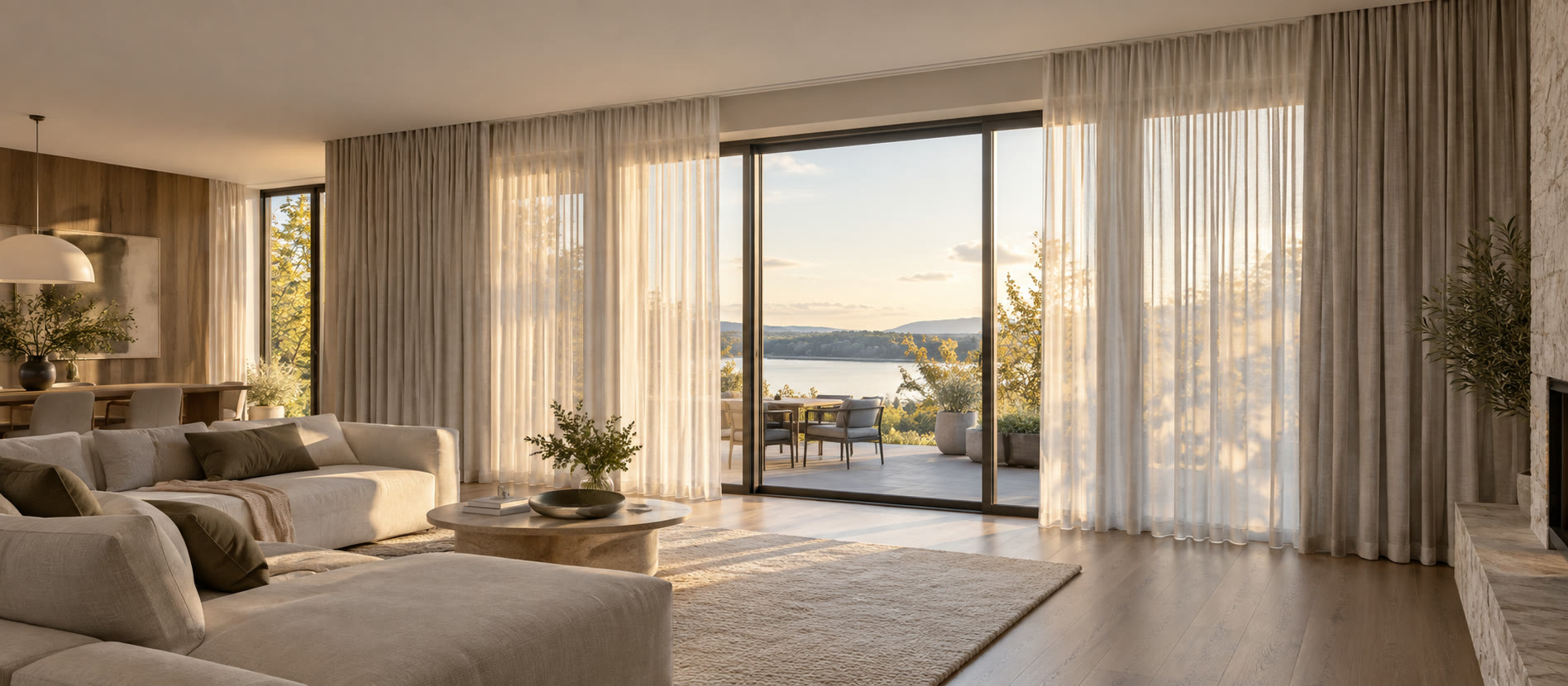 Track curtains — interior